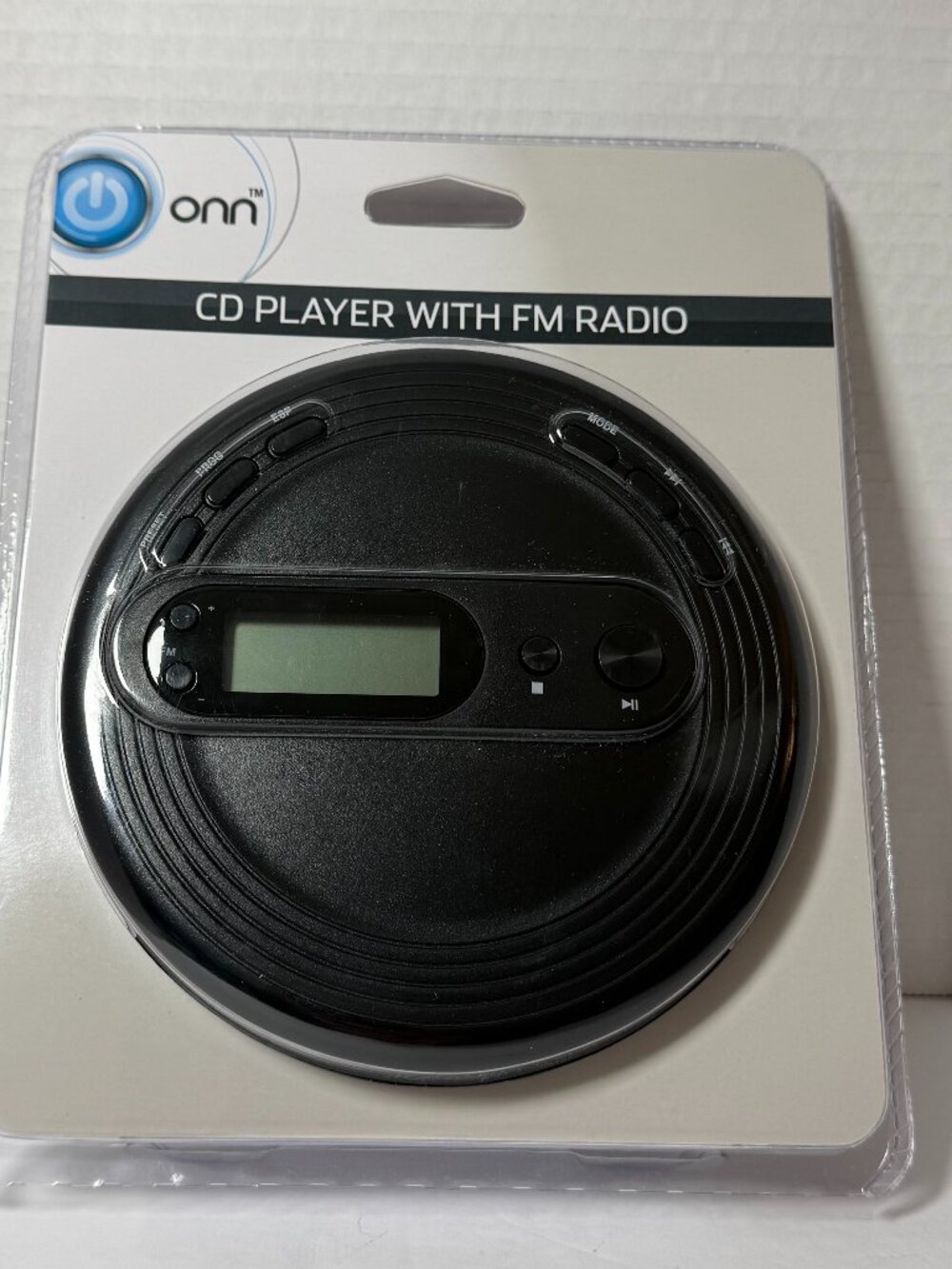 ONN Portable CD Player With FM Radio - New Sealed Anti-skip Earbuds included